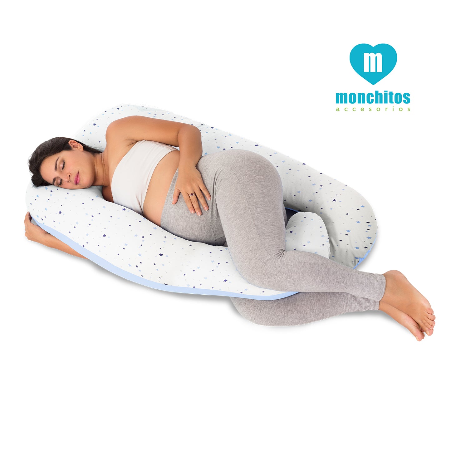 Mega Almohadón Cojín Multifuncional – Celeste Bebé Estrella