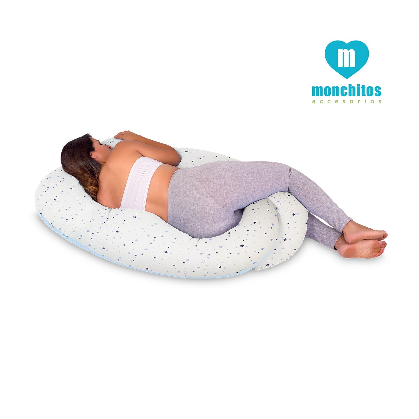 Mega Almohadón Cojín Multifuncional – Celeste Bebé Estrella