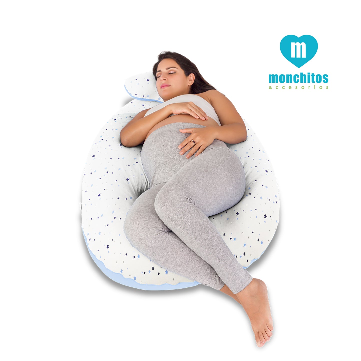 Mega Almohadón Cojín Multifuncional – Celeste Bebé Estrella