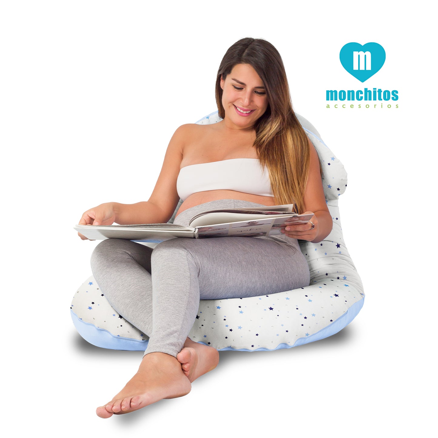 Mega Almohadón Cojín Multifuncional – Celeste Bebé Estrella