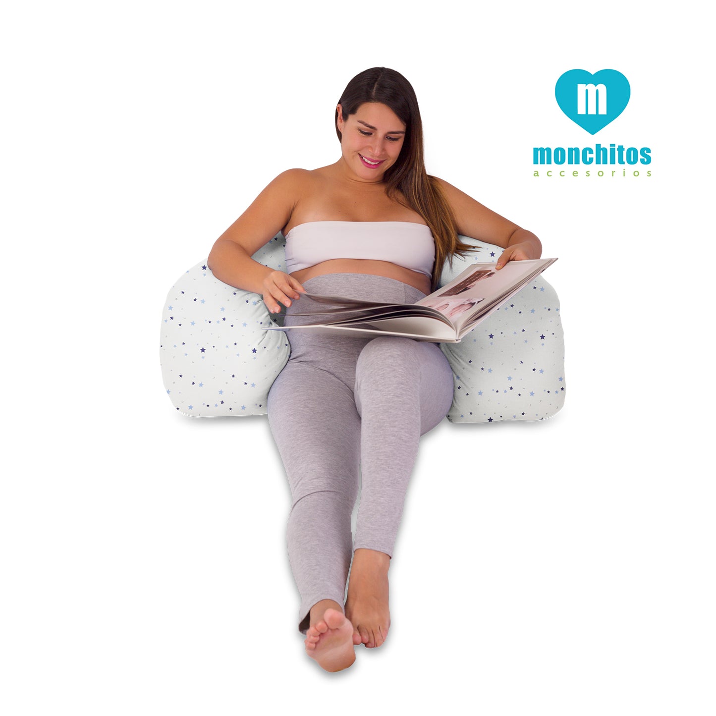 Mega Almohadón Cojín Multifuncional – Celeste Bebé Estrella